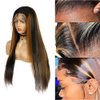 IFTIME Ombre Lace Front Wig Human Hair 20inch 13x4 Straight Highlight Lace Front Wigs for Women Human Hair Lace Front Wigs 180% Density Pre Plucked with Baby Hair 1B/30 Lace Frontal Wig