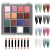 MOEPAK Nail Pigment Palette Solid nail Powder Set Ombre Nail Powder For Nail Art Manicure DIY Accessories 16 Colors (B)