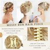 WZNBBOY Messy Bun Hair Piece Claw Clip Synthetic Chignon Tousled Updo with Tendrils Hair Extensions Hair Bun Curly Wavy Faux Hair Bun Hair Scrunchies Hair Accessories for Women (Blonde Mixed)