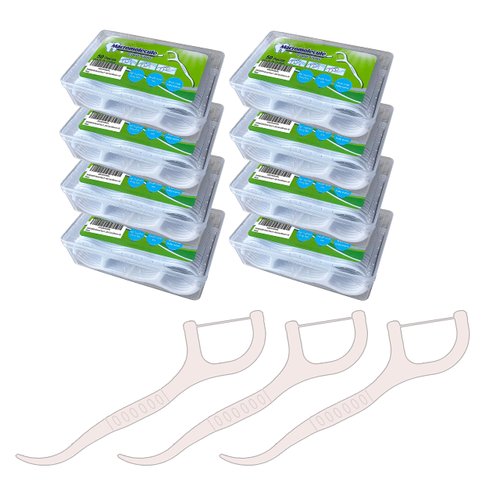 400pcs SHINEMOON Dental Floss Picks,Travel Pack, Glides Easy Between Teeth, Flosser Helps Prevent Tooth Decay & Gum Disease, Easy Grip Handle, Pack in Little Case (50count x 8)