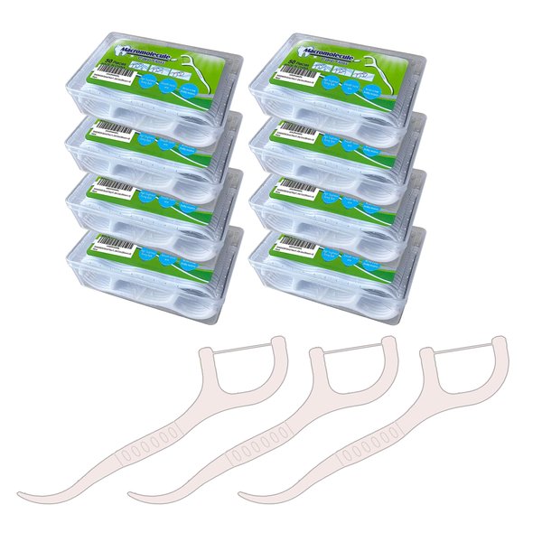 400pcs SHINEMOON Dental Floss Picks,Travel Pack, Glides Easy Between Teeth, Flosser Helps Prevent Tooth Decay & Gum Disease, Easy Grip Handle, Pack in Little Case (50count x 8)