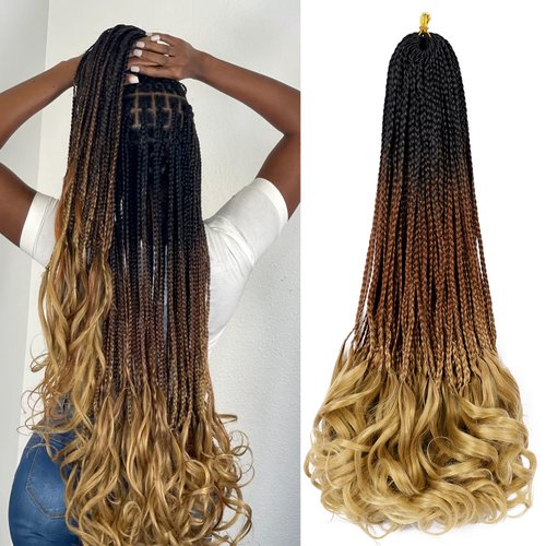 French Curl Crochet Braids 22 Inch 6 Packs Goddess Box Braids Crochet Hair Pre Looped French Curl...