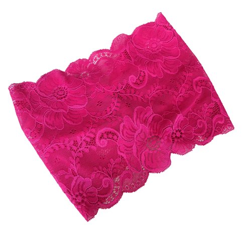 Oyabridal Vintage Wide Lace Headbands for Women Elastic Lace Halloween Headband Party Accessories (Hot Pink)