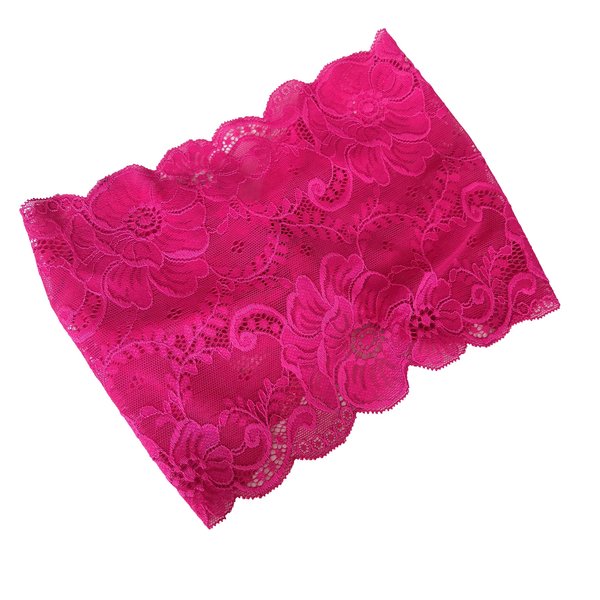 Oyabridal Vintage Wide Lace Headbands for Women Elastic Lace Halloween Headband Party Accessories (Hot Pink)
