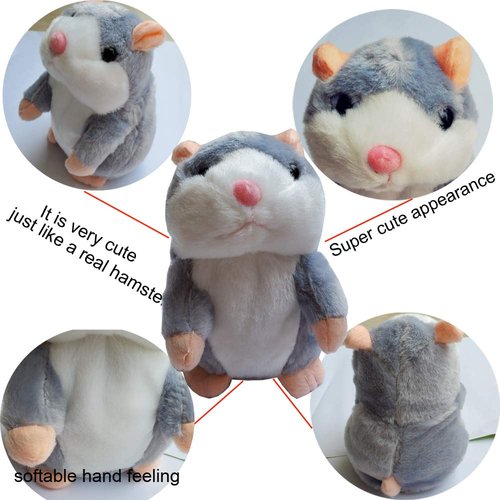 Himeeu Pet Talking Hamster Toy Animal Talking Toys Repeats What You Say Interactive Plush Toys for Boys and Girls