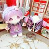 niannyyhouse 20cm Plush Doll Clothes Headband Hoodie Coat Pants Doll Dress Up (Purple)