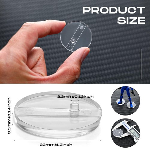 WinnerWhy 100 Pcs Action Figure Stand Clear Display Feet Stands with Peg Stand Base Action Figure Accessories Assembly Figure Stand Fit for Most 6 Inch Figures (Round)