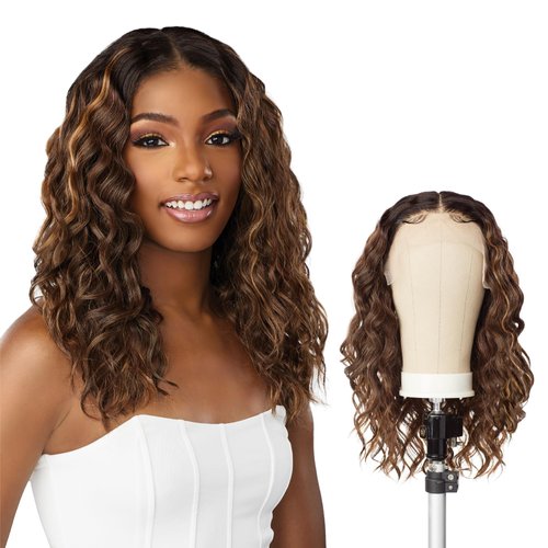 Sensationnel Butta Lace Front Wigs - Human Hair Blend Loose Curly 18 extra wide 5 inch part prepl...