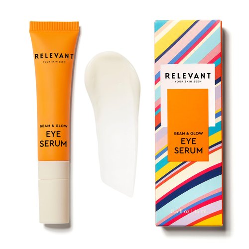RELEVANT Hydrating Eye Serum for Dark Circles, Puffiness, Fine Lines, Wrinkles & Sunspots with Plumping Peptides, De-Puffing Caffeine, Banana Extract - Anti Aging Serum Under Eye Cream Vegan Skin Care