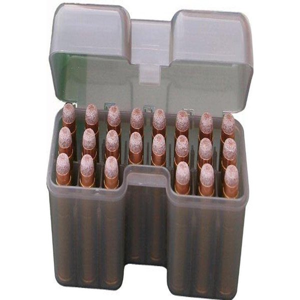 MTM 22 Round Flip-Top Rifle Ammo Box 270 WSM to 300 WSM, 45-70 (Clear Smoke)