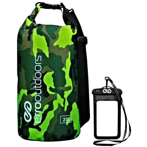 Erro Outdoors Waterproof Camo Dry Bag and Waterproof Phone Case for Kayaking, Fishing, Camping