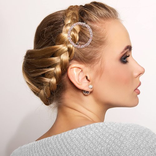 3pcs Rhinestone Bridal Hair Clip,Wedding Metal Hair Pins, Round Circle Hair Clips Bobby Pin Ponytail Holder Hair Accessories for Women
