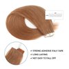 Sassina Semi-permanent Tape in Human Hair Extensions 20pcs 50g Silky Straight Human Hair Extensions Light Auburn Color Invisible Seamless Reusable Tape in Hair Extensions 30# 20 Inch