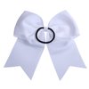 8 Inch Cheerleader Bows Ponytail Holder Solid Color Cheerleading Bows Hair Tie (White)