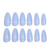 Blue Aurora Press on Nails Medium Almond Long, Mirror Chrome Fake Acrylic Nails Press ons in 24 PCS, Reusable Glue on Nails for Girls Women Daily Party Wear