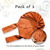 QliHut Nigerian Gele Headties with Beads and Stones African Headtie Women Head Wrap Already Made Auto (Orange)