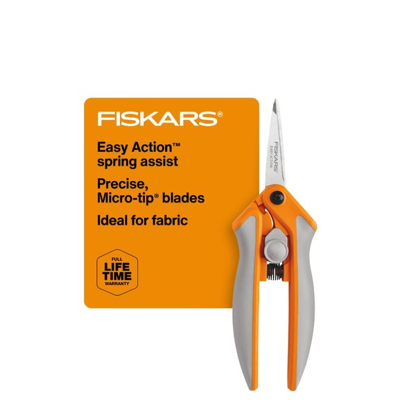 Fiskars RazorEdge Micro-Tip Easy Action Scissors - 6" - Stainless Steel Fabric Scissors - Arts and Crafts - Orange