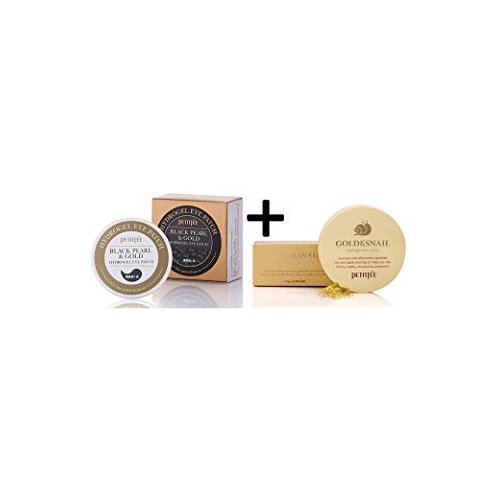 [Petitfee] Black Pearl and Gold Eye Patch + Gold and Snail Eye Patch SET