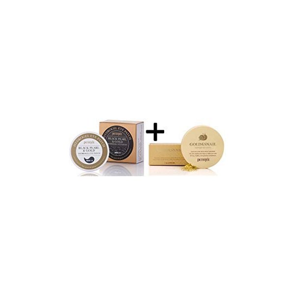 [Petitfee] Black Pearl and Gold Eye Patch + Gold and Snail Eye Patch SET