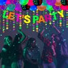 52 Pack Glow Neon Party Supplies Glow Party Decorations Neon Birthday Party Supplies Black Light Reactive Decor Set - Fluorescent Banner, Blacklight Garlands, Glow in The Dark Balloons, Luminous Tape