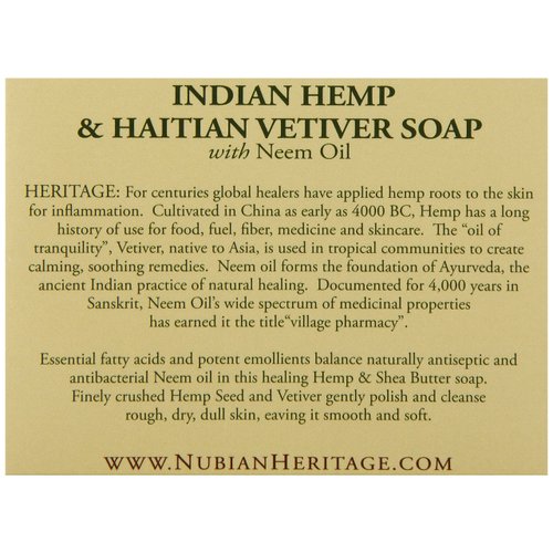 NUBIAN HERITAGE BAR SOAP,INDIAN HEMP, 5 OZ(Single pack)
