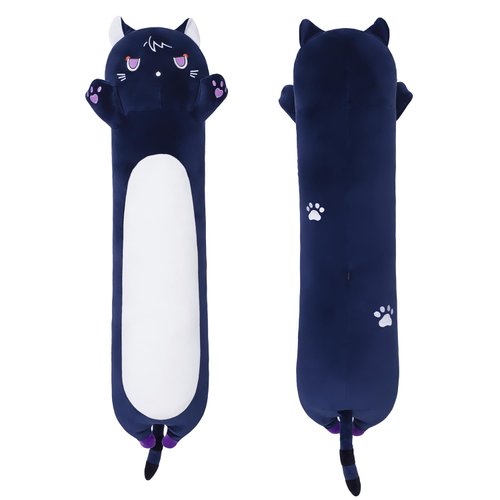 Yeqivo Cat Stuffed Animal Soft Long Plush Cat Pillow Cute Cat Long Stuffed Animals Soft Cat Plushies, Purple Kitten Plush for Kids Girlfriend(70cm/27.5inch)
