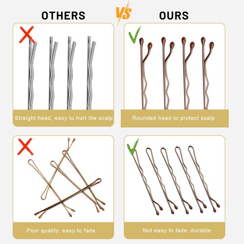 PROPOG Bobby Pins 200 Pcs, Hair Pins for Buns & Updos Hair Accessories Bobby Pin Metal Hair Pin with Storage Box Hairpins for Women and Girls (Brown)