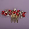 Rumtock Red Rhinestones Beads Gold Hair Comb for Wedding Brides Side Headpiece Women Banquet Prom Hair Jewelry (Red)