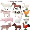 Realistic Farm Animal Figures Toys, 44 Pcs Plastic Farm Figurines Playset Includes Fences Mini Farm Animal Cake Topper Learning Toy Set for Kids & Toddlers