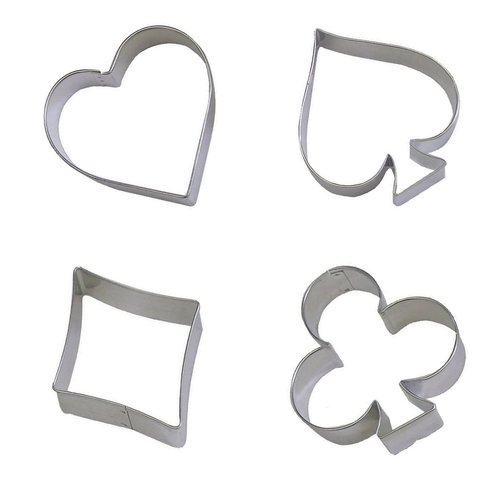 Cookie Cutter,4 Pieces Poker Stainless Steel Cookie Cutters Playing Card Cake Biscuit Decorating Bakeware Tool Diamonds Spade Club Heart Shape
