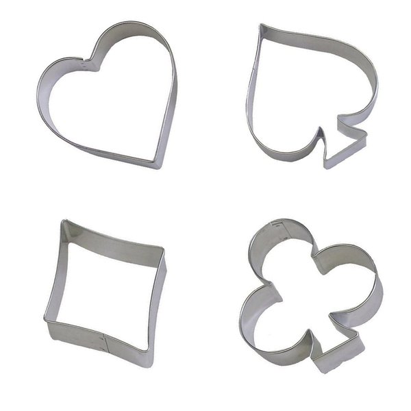 Cookie Cutter,4 Pieces Poker Stainless Steel Cookie Cutters Playing Card Cake Biscuit Decorating Bakeware Tool Diamonds Spade Club Heart Shape
