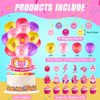 111 Pcs Preppy Style Pink Party Supplies Set Pink Happy Birthday Banner Balloon Stickers Toppers for Preppy Smile Happy Face Birthday Party Decoration