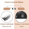 CB 2-Trays Of Clusters Lash Ribbons D-Curl Eyelash Clusters Thin Band Wispy Lashes Extremely Comfortable Lash, Natural Look Reusable DIY Extensions, 10-12-14mm, Style E