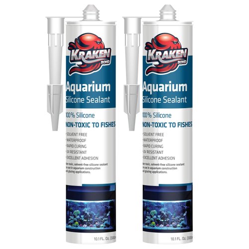 Kraken Bond Aquarium Silicone Sealant Clear - (2x10.1 fl. oz.) 100% Waterproof Aquarium Safe Silicone, Non-Toxic Fish Tank Safe Sealant, Fast Curing and Strong Adhesion, 2 Pack