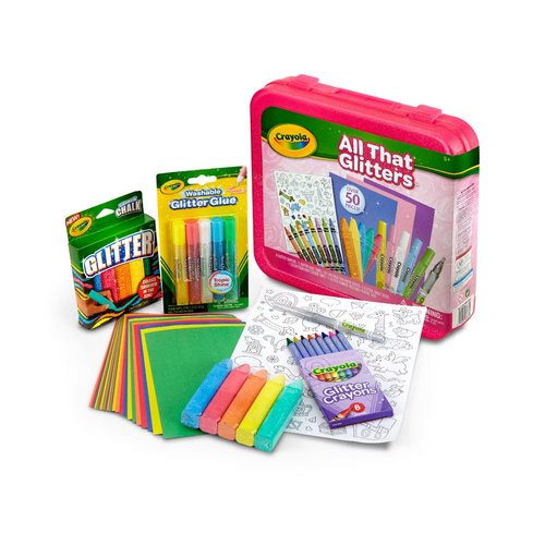 Crayola All That Glitters Art Case (50+pcs), Glitter Crayons & Coloring Supplies, Kids Art Set, Gifts for Girls & Boys, Ages 5+