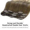 HOTBANANA Human Hair Clip in Hair Extensions, Ombre Walnut Brown to Ash Brown and Bleach Blonde 120g Clip in Hair Extensions Real Human Hair Straight Remy Hair Clip Ins 16 Inch 7pcs