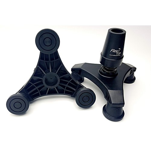 FlexTIP (TLC 5") Cool Walking Cane Tripod Foot – Free-Standing - Anti-Shock, Bending, All-Terrain Stability & Traction – Universal Attachment for 3/4” OD Walking Stick, Solid or Aluminum