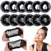 BBTO 12 Pcs Invisible Mesh Hair Nets for Ballet Buns, Sleeping and Wigs - Elastic Edge, Black