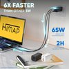 HIMAP 65W USB C Charger, GaN Pro PD Fast Charge Foldable 3 Ports Compatible with iPhone 15,14 Pro, MacBook, Samsung, Laptop, Android Devices (C Cable Included) (Black)
