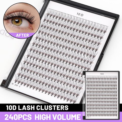 Bodermincer 240 Bundles D Curl 10D 0.1mm Thickness Individual Eyelash Extensions eyelashes Cluster Lashes Natural False Eyelashes Bundles (12mm)
