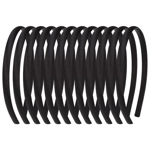 Black Headbands for Girls 12Pcs DIY Craft Head Bands Hard Thin Headband Rubber Plastic Hairbands for Kids Teens Party Favors