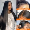 CUTE BEIN 13x6 Transparent Lace Front Wigs Human Hair Pre Plucked 150% Density Brazilian Straight Human Hair Wigs for Black Women 24 Inch HD Lace Frontal Wigs Natural Color