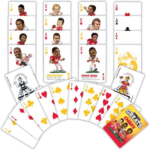 MasterPieces Playing Cards - Kansas City Chiefs All-Time Greats Playing Cards - Officially Licensed Playing Card Deck for Adults, Kids, and Family