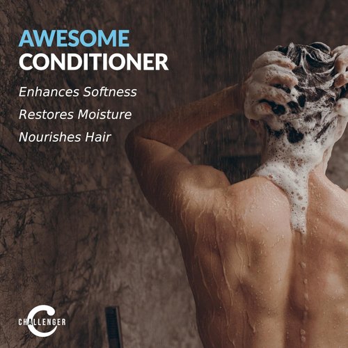 Challenger Awesome Mint Conditioner | Men's Shower Product | For Itchy & Dry Scalp | Removes Dirt & Oils | Coconut Oil, Jojoba Oil, Hydrolyzed Keratin | Sulfate Free | 16oz