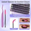DIY lash Extension Kit 60D/80D Lash Cluster Kit 3D Effect 240 PCS D Curl 12-16mm Mixed,Individual Lashes Clusters Lash Band and Seal Cluster Lash Applicator Individual Lashes Kit