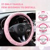 SuperKaKa Pink Steering Wheel Cover, Auto Cute PU Diamond Bling Breathable Anti Slip Soft Comfort Leather Car Interior Accessories Protector Sparkly Fit Most O-Shaped Steering Wheels for Women Men