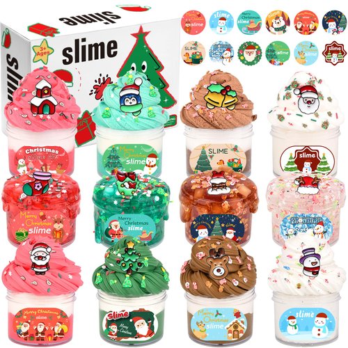 2024 New 12 Pack Mini Christmas Slime Set, Butter Cloud Jelly Crystal Slime, for Teen Girls for Kids, Christmas Toys Kit Xmas Classroom Rewards, Advent Calendar 2024 Kids