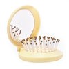 Arthaxi Travel Hair Brush with Small Mirror, Compact Mirror with Mini Hair Brush Kit, Folding Hairbrush for Girls, Foldable Hair Comb with Mirror Portable Size in Purse or Backpack, Light Baby Yellow