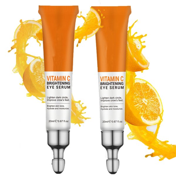 Vitamin C Eye Cream for Dark Circles, Fine Lines Puffiness Crow's Feet Eye Bags Under Eyes Treatment for Women & Men, Advanced Anti-Aging Super C Eye Serum With Hyaluronic Acid 1.34 oz (2)