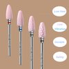 BITNBITH Ceramic Nail Drill Bit 3/32”Professional Safety Acrylic Nail File Drill Bit for Cuticle Dead Skin Remover, Cone Flame Drill Bit for Nail Gel Polishing, Manicure Pedicure Pink,Fine